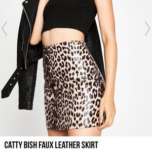 Catty Bish Pleather Leopard Mini skirt